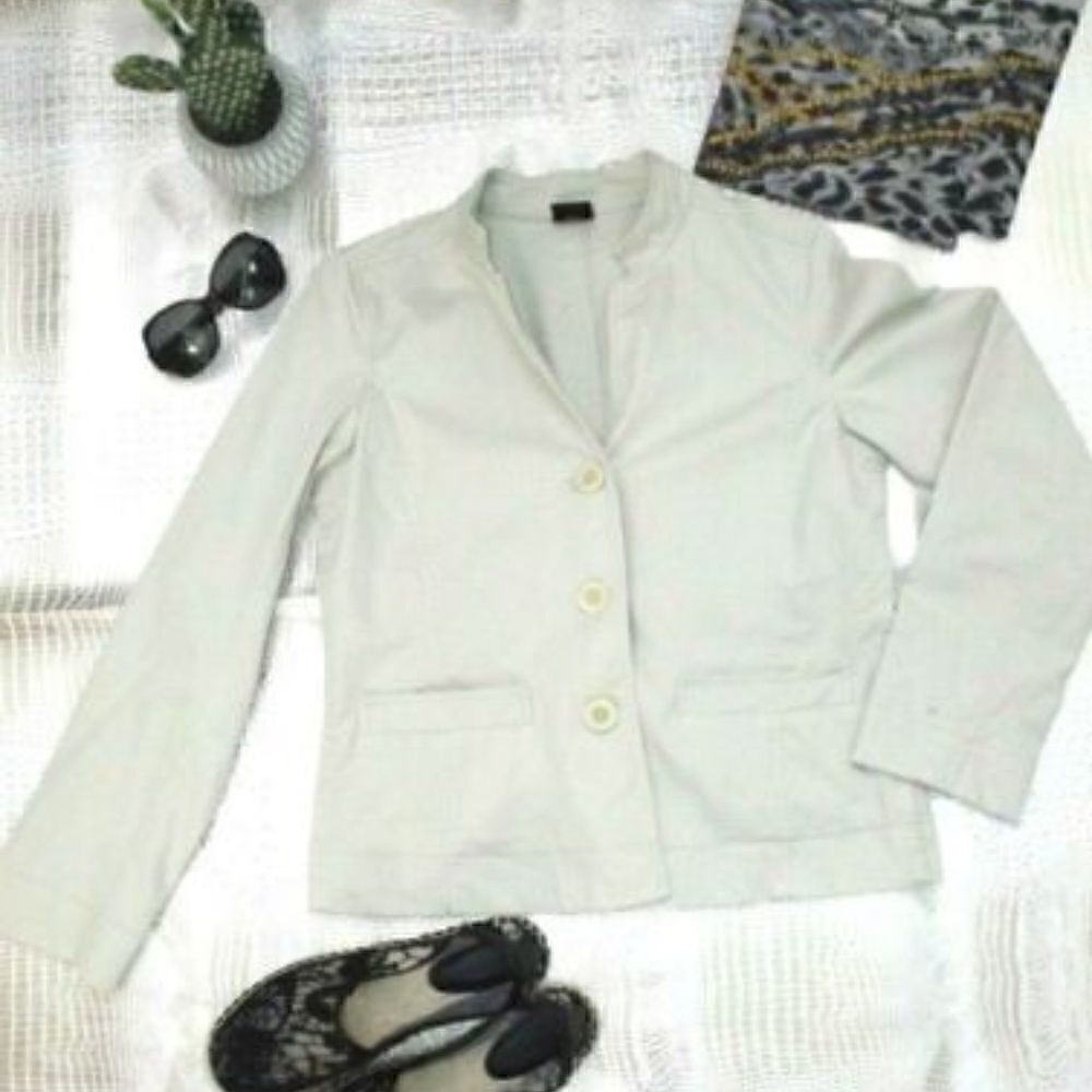 Eileen Fisher Tan Cotton Casual Jacket Button